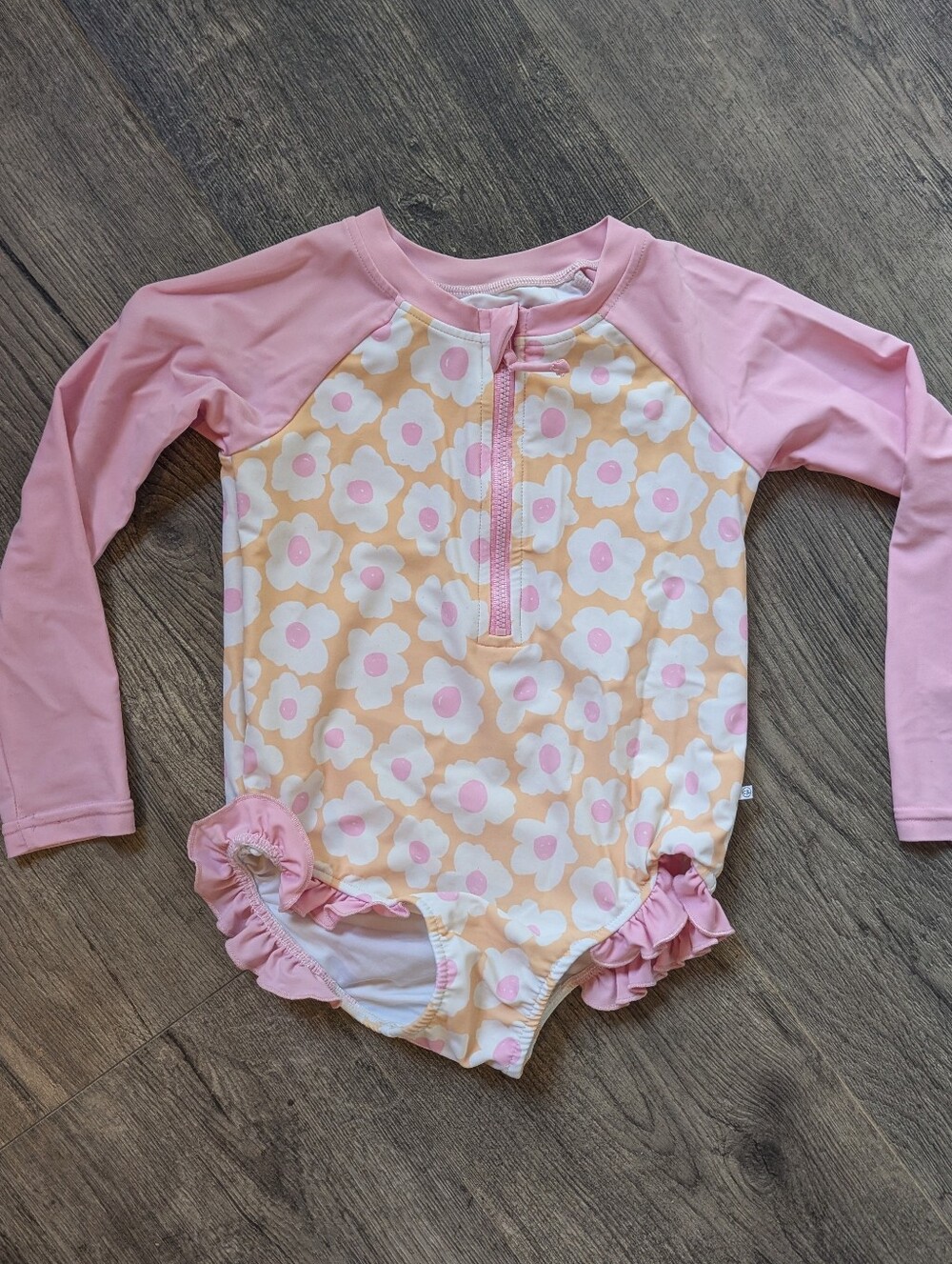 Caden Lane Sunshine Daisy Long Sleeve Rash Gaurd Swimsuit